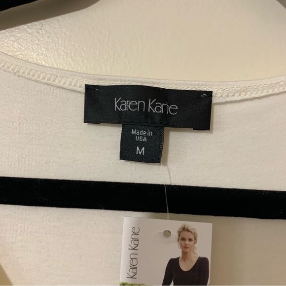 Karen Kane 3/4 Sleeve Top with Lace Overlay in Ivory - Picture 4 of 9